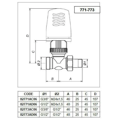 ICMA RAD. SZELEP 1/2" EGY. -24#1.5 HŐFOKSZ