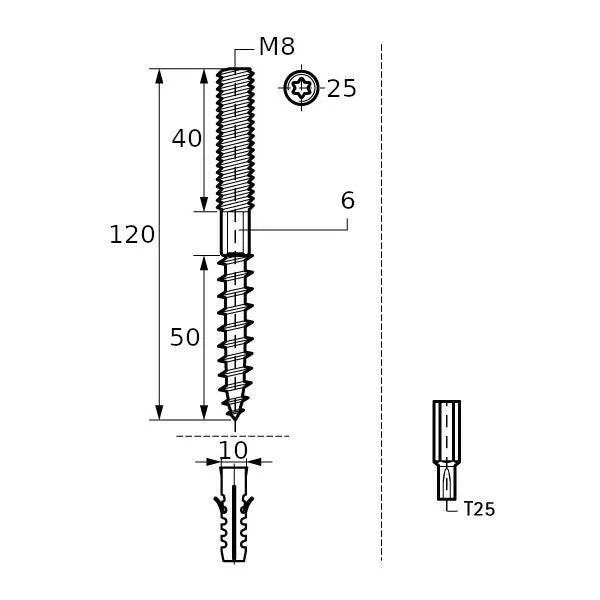 Walraven BIS tőcsavar Torx zp M8x120mm (6263812)
