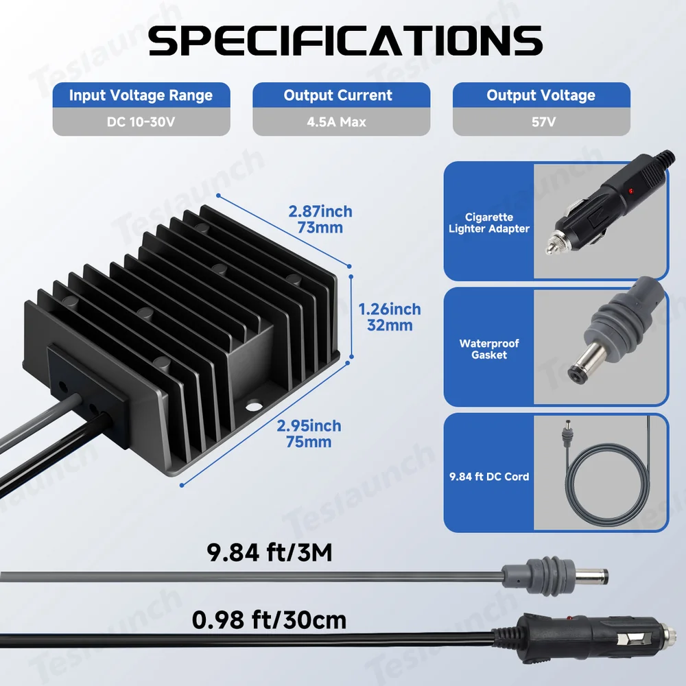 Nagy teljesítményű autós töltőadapter DC csatlakozóval - Starlink Gen 3 kompatibilis, 12V/24V - 57V