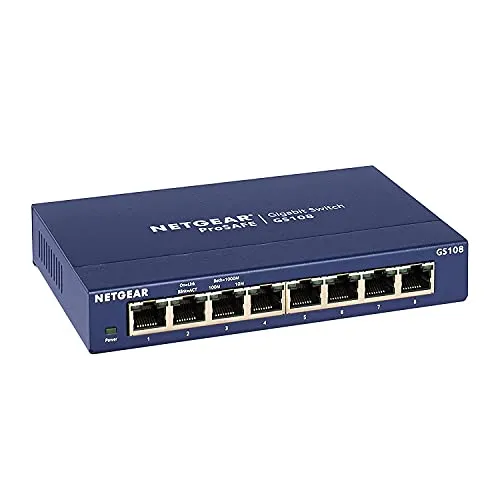 NETGEAR GS108GE LAN Switch 8 portos hálózati kapcsoló (Plug-and-Play Gigabit Switch LAN-elosztó, LAN-elosztó, Ethernet-elo...