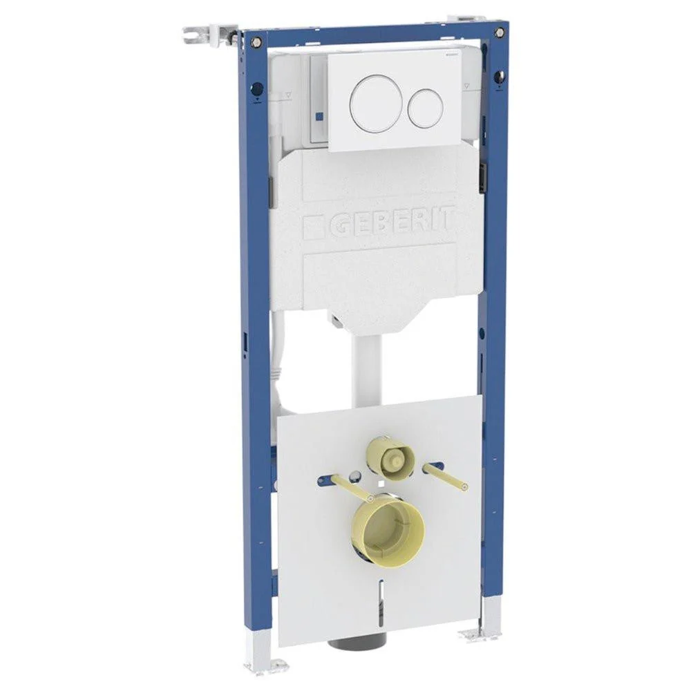 Geberit Duofix fali WC szerelőelem, 112 cm, Sigma 20 fehér/króm nyomólappal, kerek gombos (111.301.KJ.6)