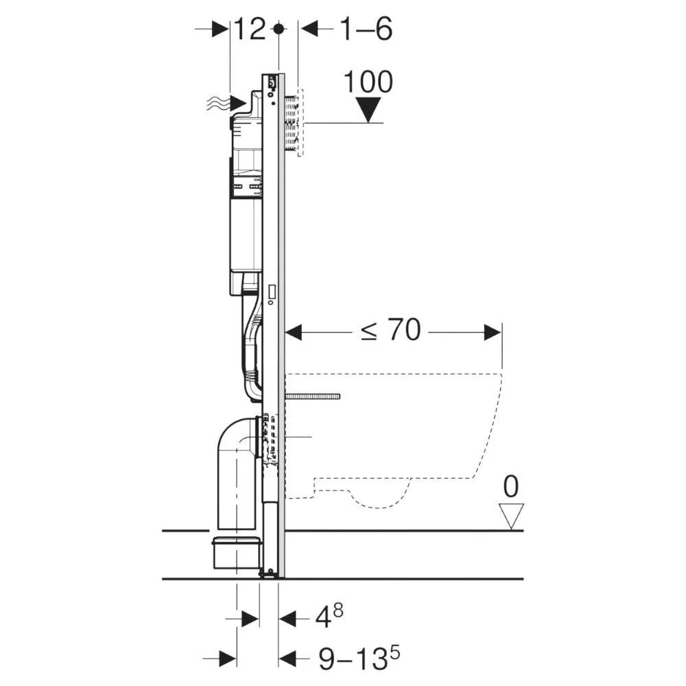 Geberit Duofix fali WC szerelőelem, 112 cm, Sigma 20 fehér/króm nyomólappal, kerek gombos (111.301.KJ.6)