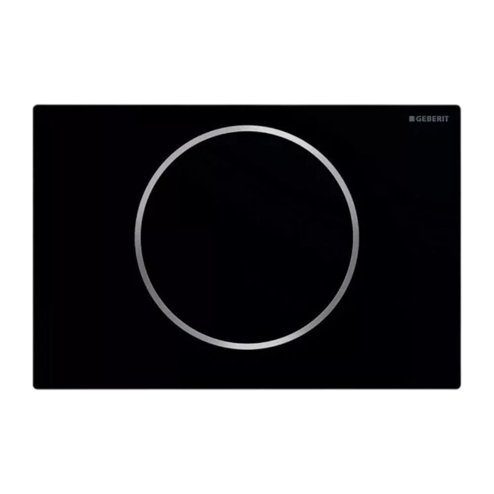 Geberit Sigma10 Round nyomólap öblítés-stop, fényes króm/matt fekete, easy-to-clean bevonat (G115.758.14.5)