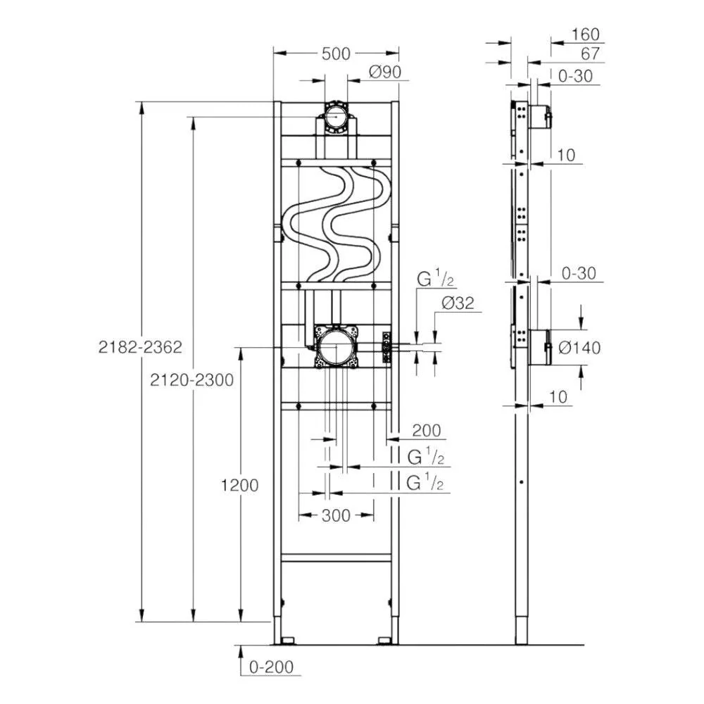 Grohe Rapido Shower Frame Duo szerelőkeret fal mögé szerelhető zuhanyrendszerhez (1039949990)