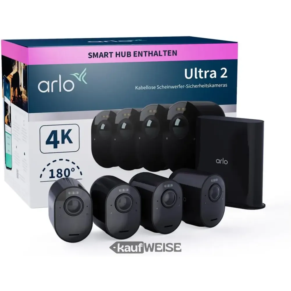 Arlo Ultra 2 4K biztonsági rendszer 4 kamerával (fekete)