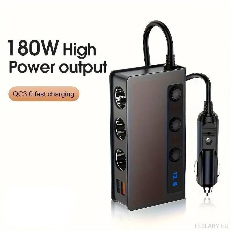 Nagy teljesítményű 120W/180W -os autó töltő kettős USB -portokkal és feszültség kijelzővel - megfelelő 12 V/24 V -os jármű...
