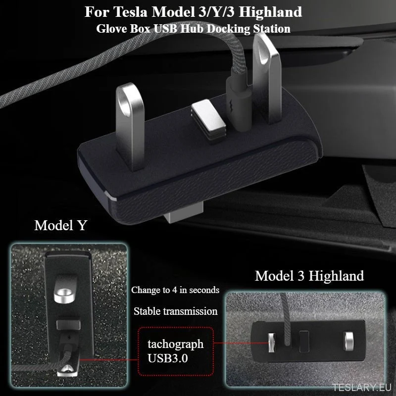 Tesla 3/y kesztyűs doboz USB hub és dokkoló állomás (csak bal oldali meghajtó)