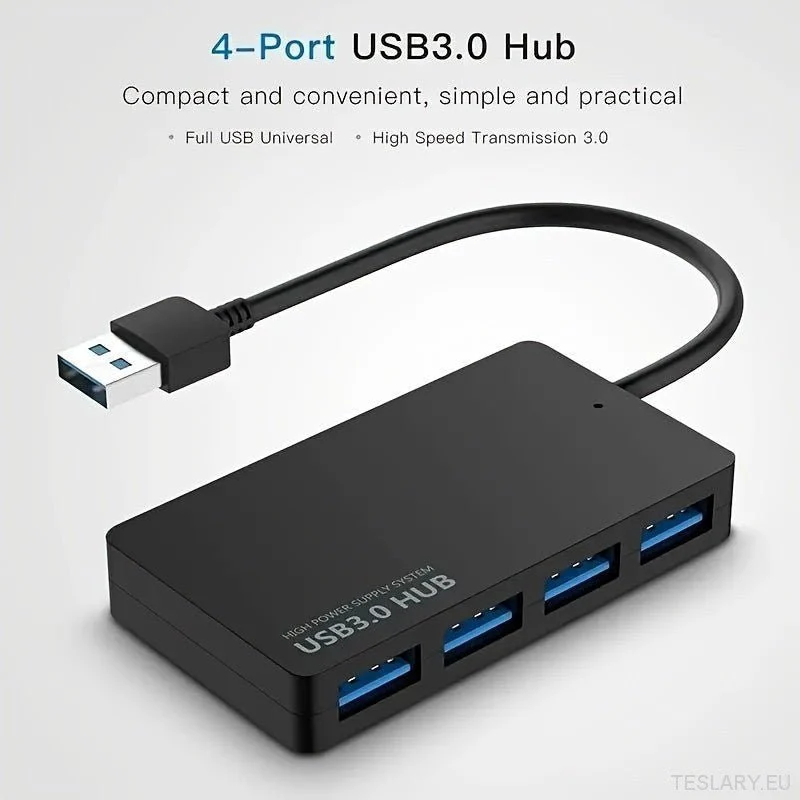 USB 3.0 HUB, 4-PORT USB HUB, USB Splitter, ultra vékony mini többportos bővítési adatkábel, alkalmas PC-hez, Tesla-adatokh...