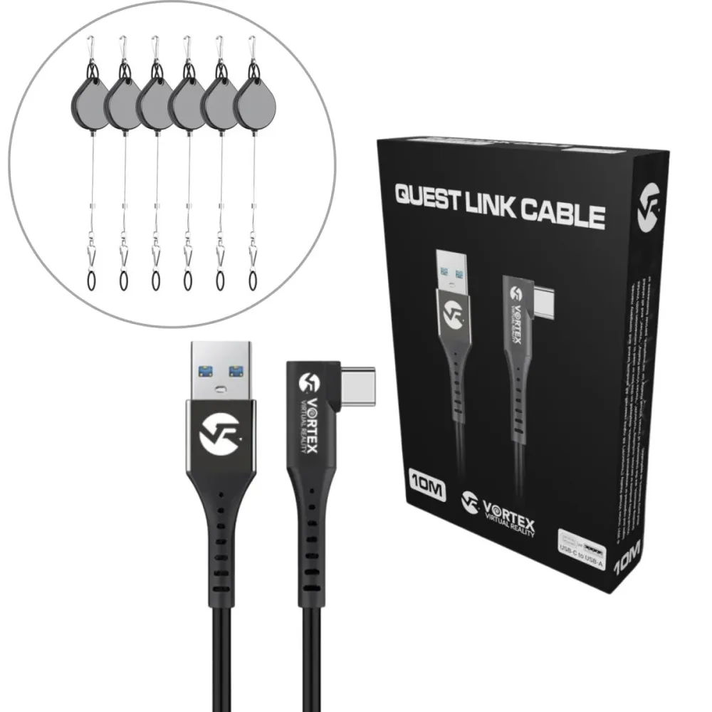 10m USB- kábelkészlet + függesztőkampók | Meta Quest 3 & 3S & 2