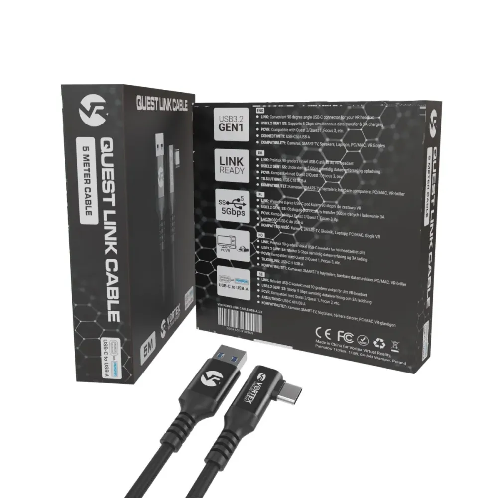 5 méteres kábel VortexVR USB- és Meta Quest Link között | Quest 3S Quest 3 Quest 2