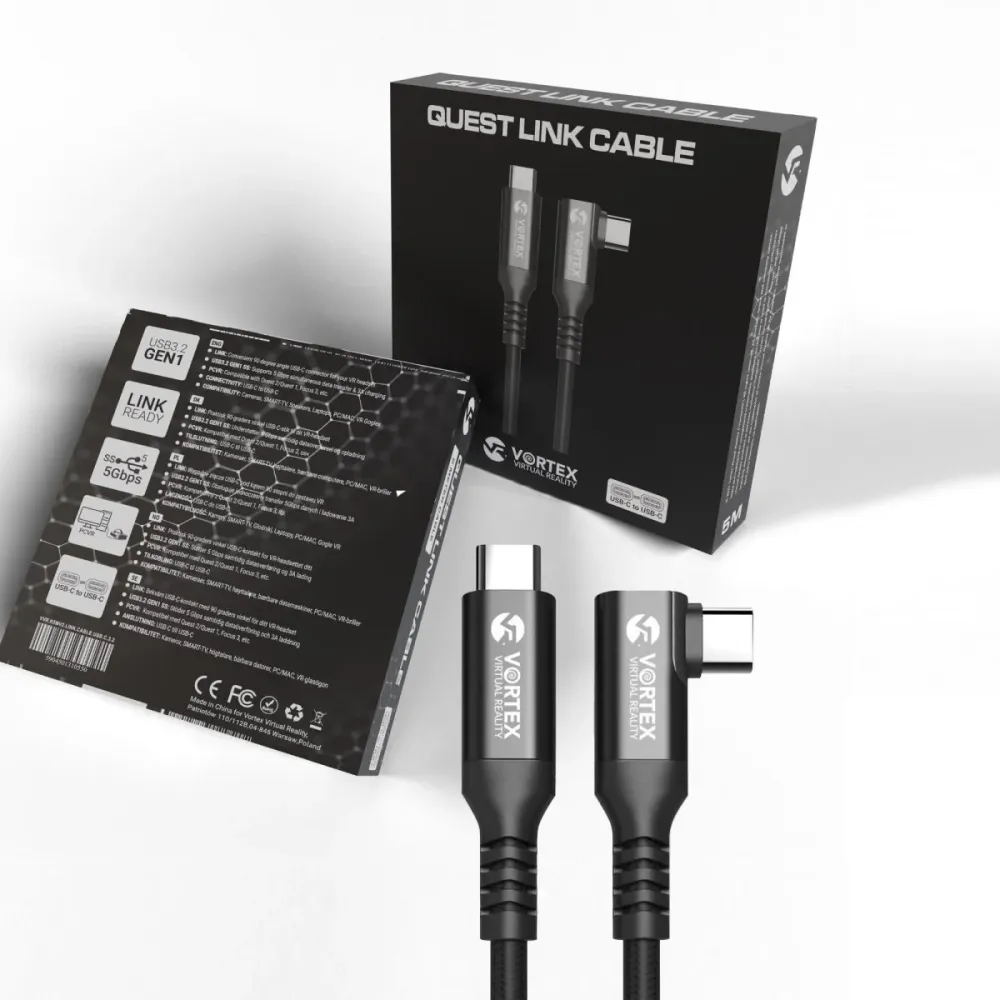 5 méteres kábel VortexVR USB-C és Meta Quest Link között | Quest 3S Quest 3 Quest 2 felé
