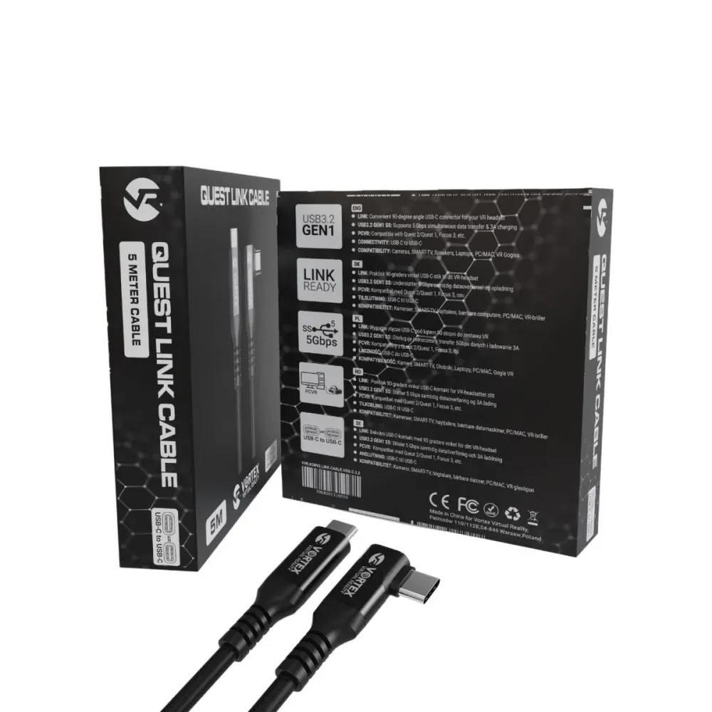 5 méteres kábel VortexVR USB-C és Meta Quest Link között | Quest 3S Quest 3 Quest 2 felé