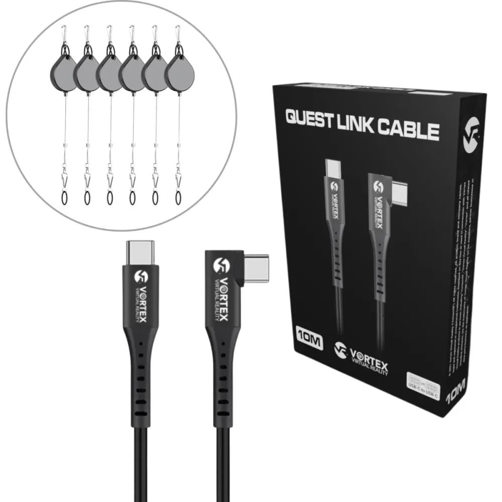 10 m USB-C kábelkészlet + függesztőkampók | Meta Quest 3 & 3S & 2