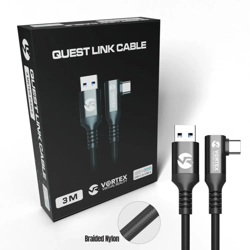 VortexVR kábel 3m + rögzítő | USB- | Quest 3 Quest 3S Quest 2 számára