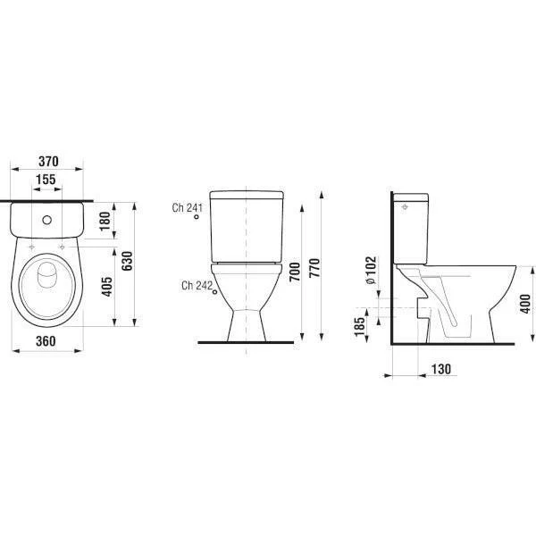 Jika Lyra Plus monoblokkos WC szett, hátsó kifolyású, mélyöblítésű, oldalsó vízbekötés, fehér