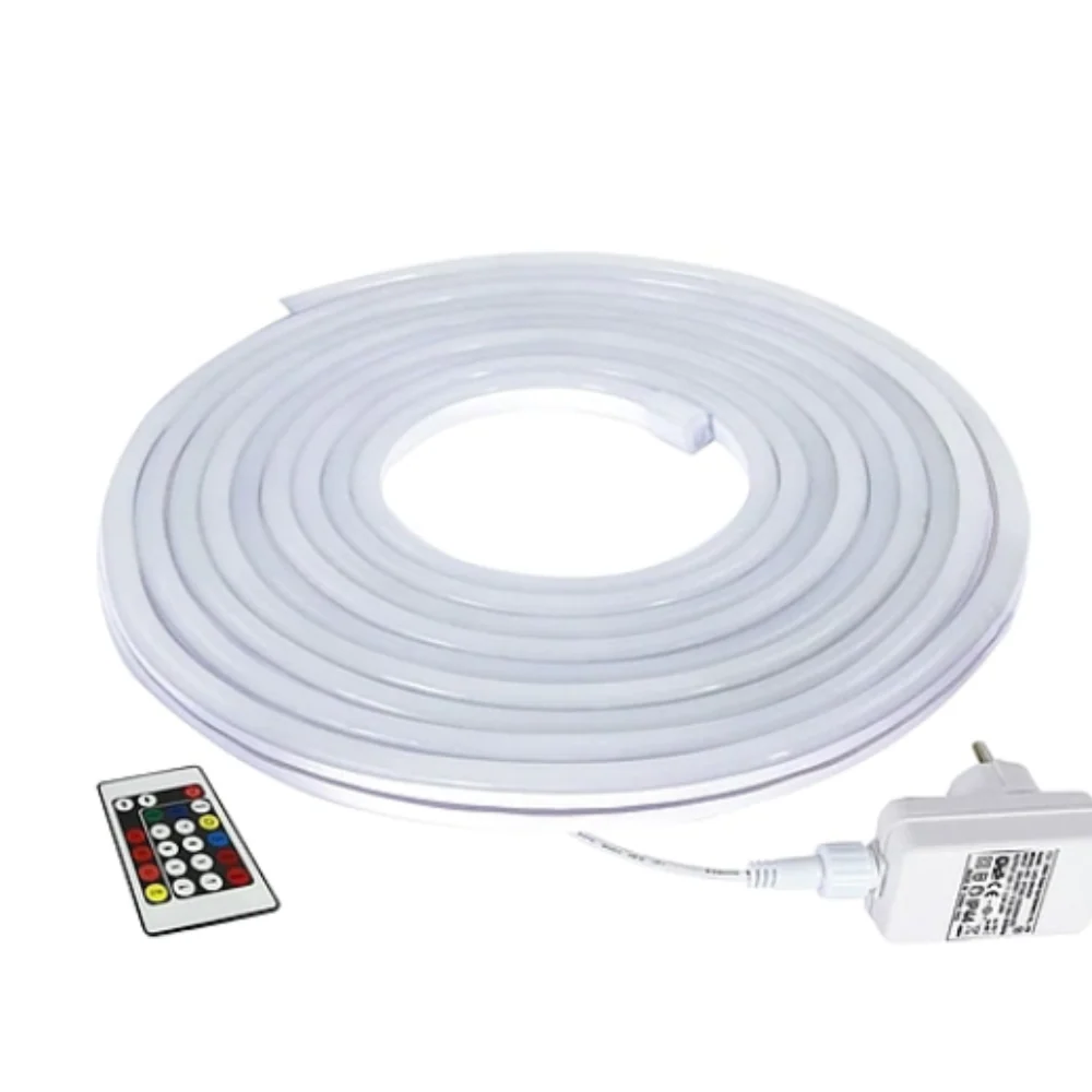 LED Neon flex 24W RGB 12V IP44 5m komplett szett