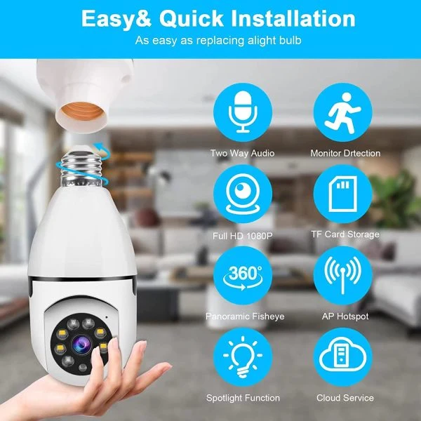 Forgatható Smart Wifi IP kamera E27
