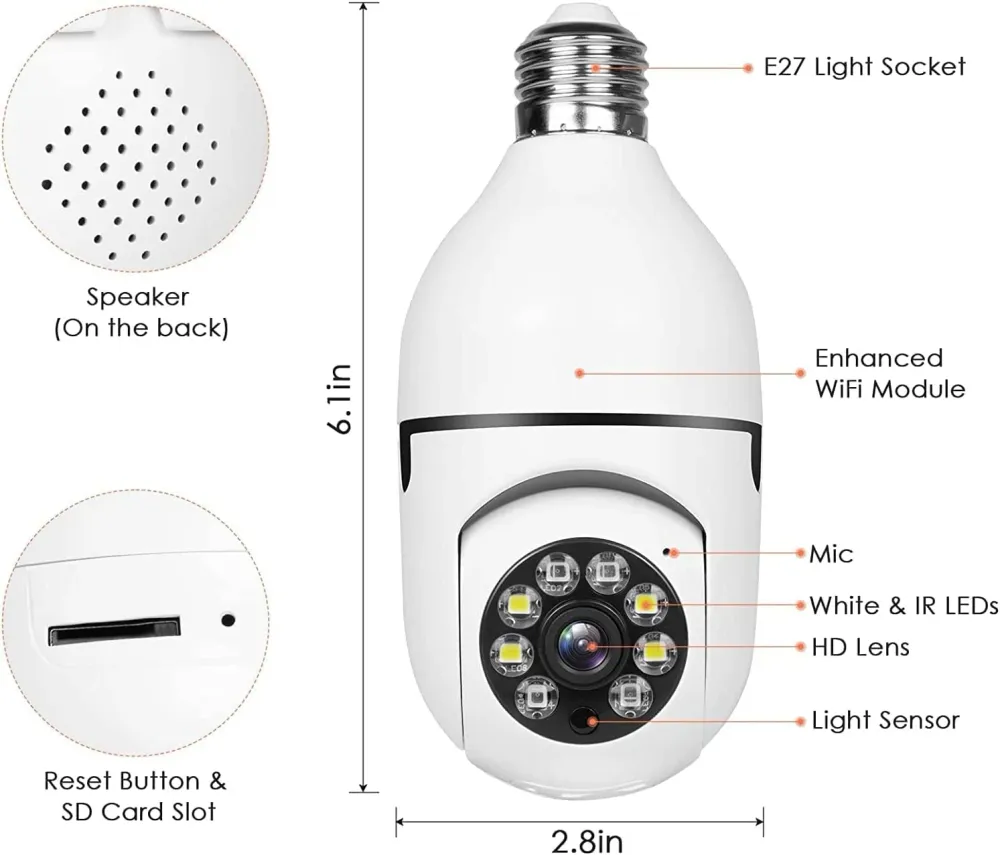 Forgatható Smart Wifi IP kamera E27