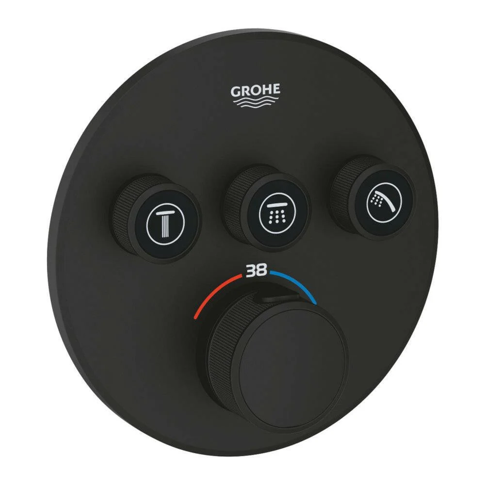 Grohe Grohtherm SmartControl termosztátos keverő, 3-utas váltóval, szín: phantom black (29508KF0)