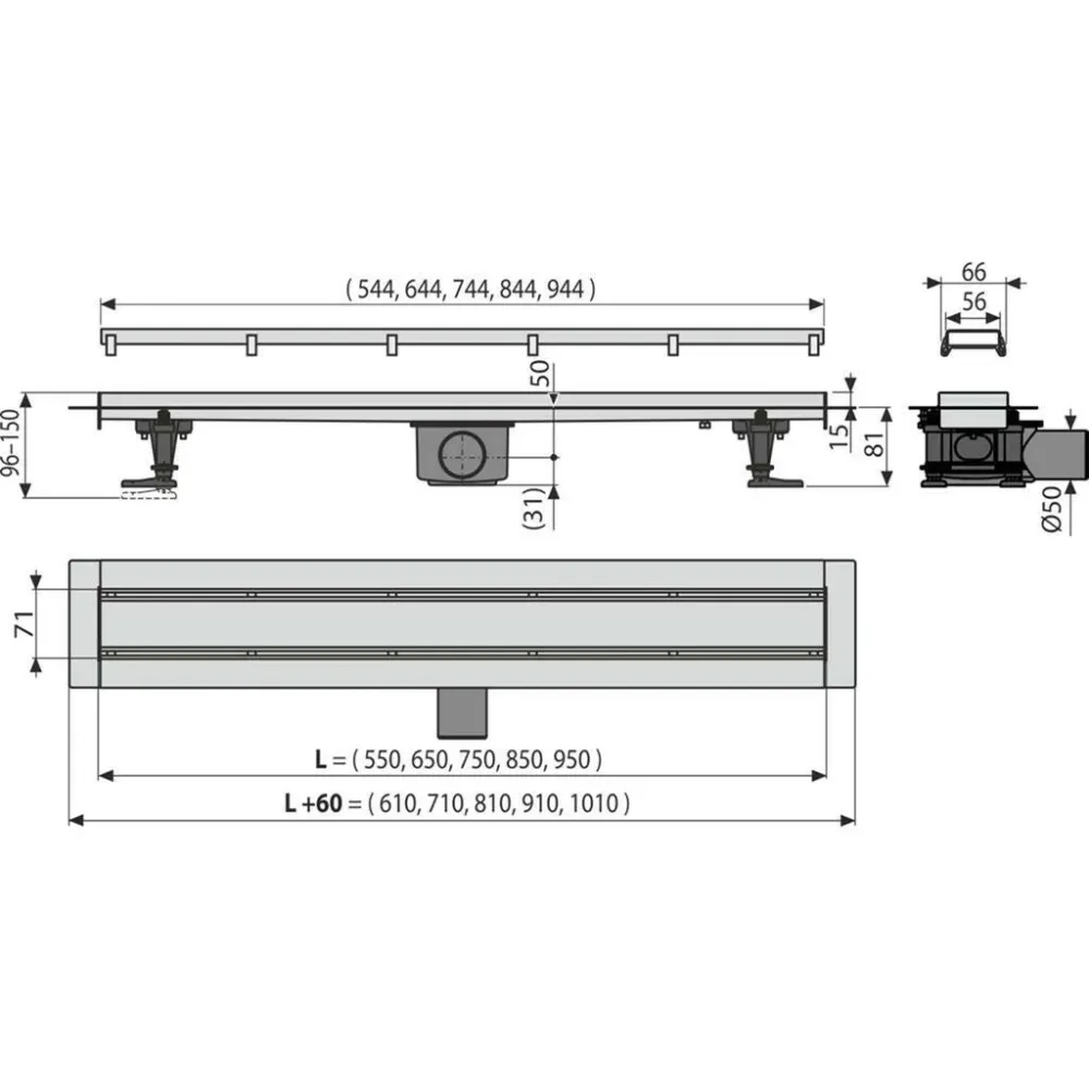 Alcaplast Zuhanyfolyóka APZ13-650 DOUBLE9 (APZ13-650D9)