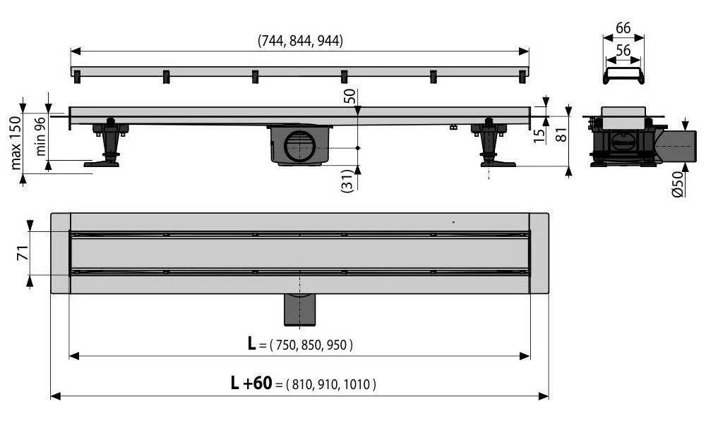 Alcaplast Zuhanyfolyóka APZ13-850 DOUBLE9