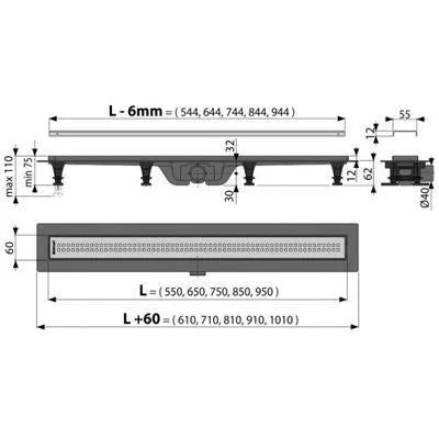 Alcaplast Zuhanyfolyóka APZ9-650 egyenes