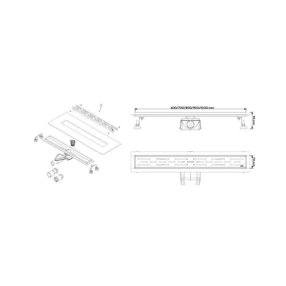 Wellis W-Drain Linear 60 zuhanyfolyóka, 60x7x9,5-11 cm (WE00078)