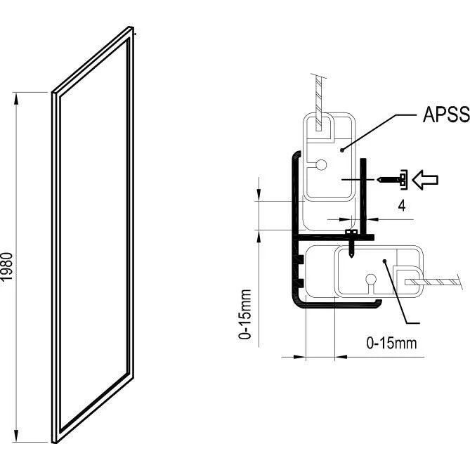 Ravak APSS-80 198 fix zuhanyfal fehér+Grape üveg ( 940401R2ZG )
