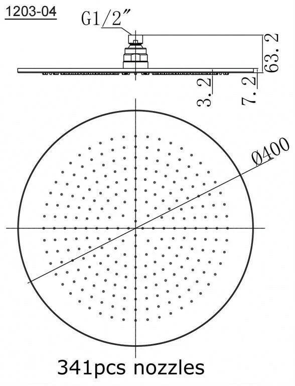 Sapho fejzuhany kerek 400 mm króm 8 mm vastag (1203-04)