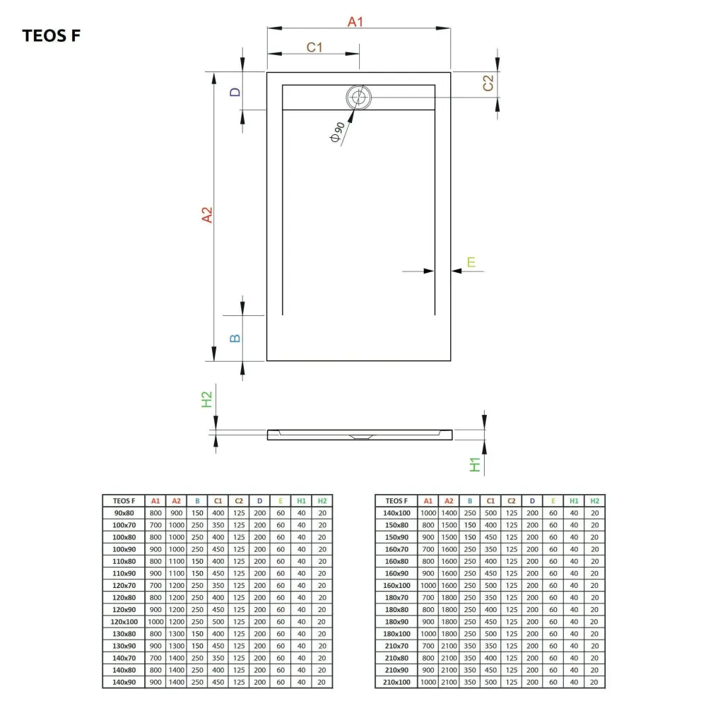 Radaway Teos F műmárvány zuhanytálca 100x80 antracit (HTF10080-64)